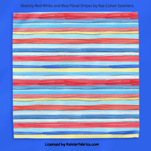 Load image into Gallery viewer, Sketchy Daisies with Options including RWB by Rae Culver Seamless - 2-5 business days to ship - Order by 1/2 yard