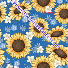 Load image into Gallery viewer, Bees, Sunflowers and Happiness with lots of options - Order by half yard -instructions below on base fabrics