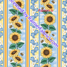 Load image into Gallery viewer, Bees, Sunflowers and Happiness with lots of options - Order by half yard -instructions below on base fabrics