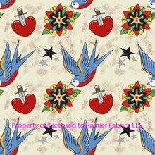 Load image into Gallery viewer, Tattoos from Nina with solids - Order by half yard - See below for instructions on ordering and base fabrics