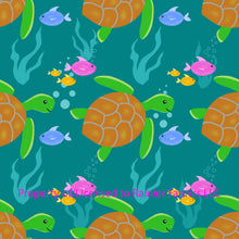 Load image into Gallery viewer, Sea Turtles by Nina - options with matching stripes and solids - Order by half yard - See below for instructions on ordering and base fabrics