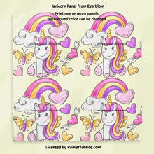 Load image into Gallery viewer, Unicorns with Panel and Stripes by Everbloom - 2-5 day TAT - Order by 1/2 yard; Blankets and towels available too