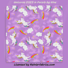 Load image into Gallery viewer, Unicorns 2023 in Purple, Pink and Blue! by Nina - 2-5 business days to ship - Order by 1/2 yard