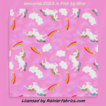 Load image into Gallery viewer, Unicorns 2023 in Purple, Pink and Blue! by Nina - 2-5 business days to ship - Order by 1/2 yard