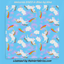 Load image into Gallery viewer, Unicorns 2023 in Purple, Pink and Blue! by Nina - 2-5 business days to ship - Order by 1/2 yard