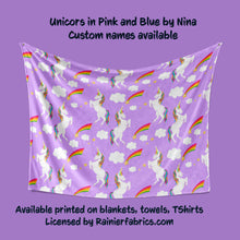Load image into Gallery viewer, Unicorns by Nina in Pink and Purple - Blanket