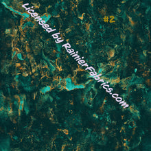 Load image into Gallery viewer, Rainier Green Grunge with Gold Collection - 2-5 day turnaround - Order by 1/2 yard; Description of bases below