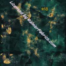Load image into Gallery viewer, Rainier Green Grunge with Gold Collection - 2-5 day turnaround - Order by 1/2 yard; Description of bases below