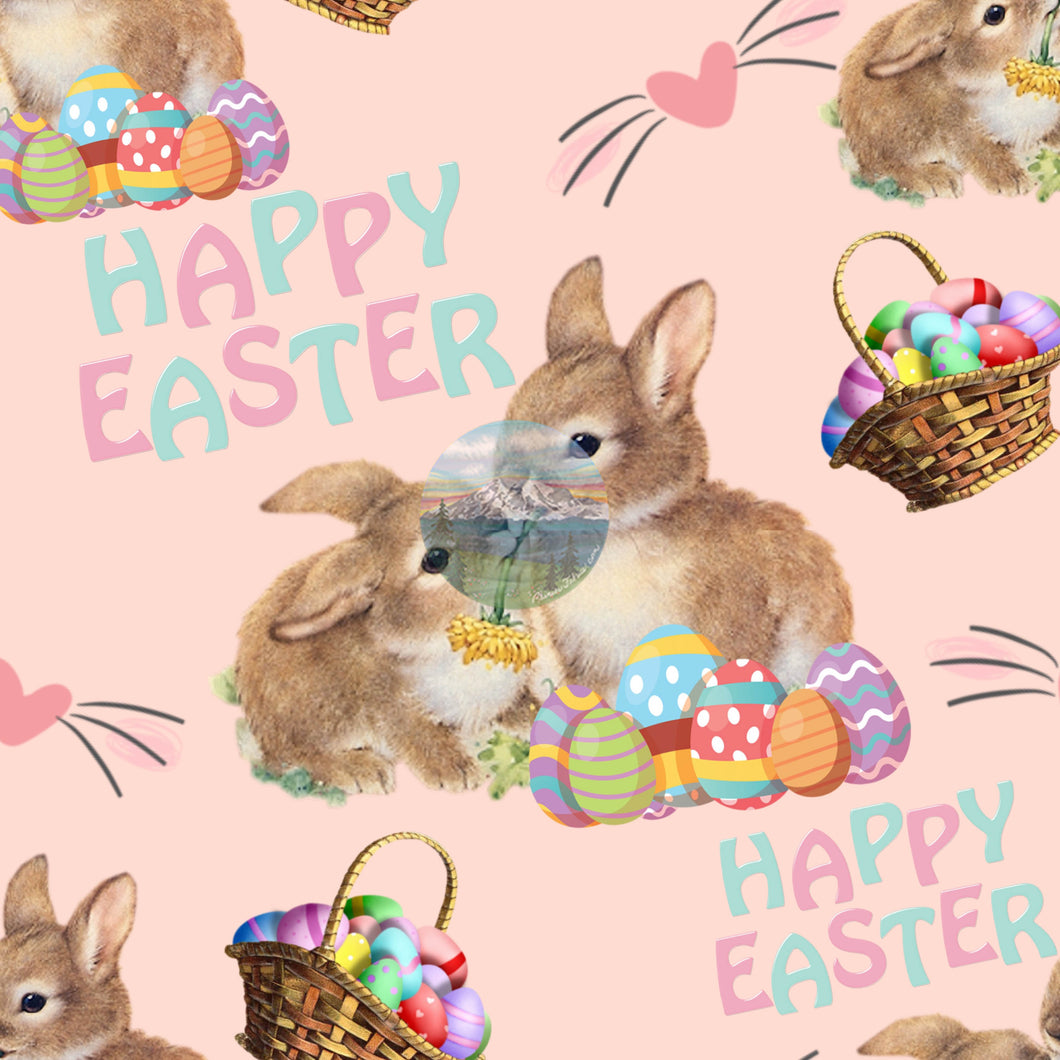 Happy Easter with Bunnies by Simply Sweet - pink or yellow background