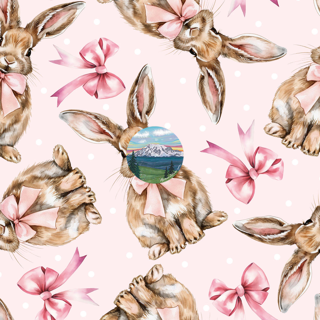 Watercolor Coquette Bunny and Bows by Raspberry Pattern