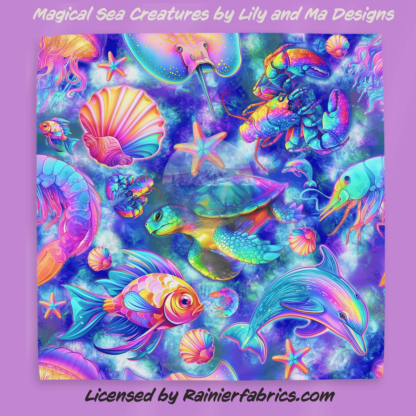 Magic Sea Creatures by Lily and Ma Designs - TAT 2-5 Business Days - Order in 1/2 yard increments