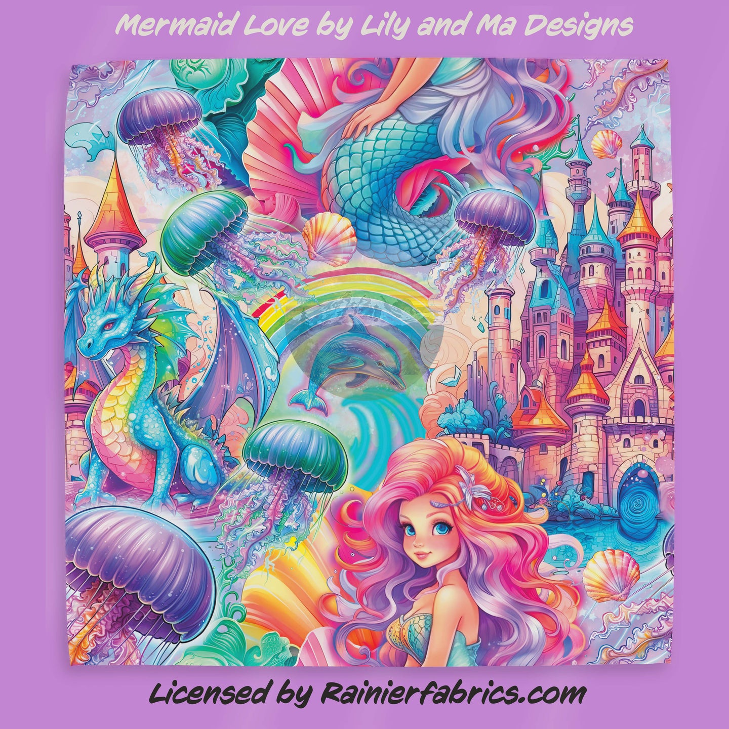 Mermaid Love by Lily and Ma Designs - TAT 2-5 Business Days - Order in 1/2 yard increments