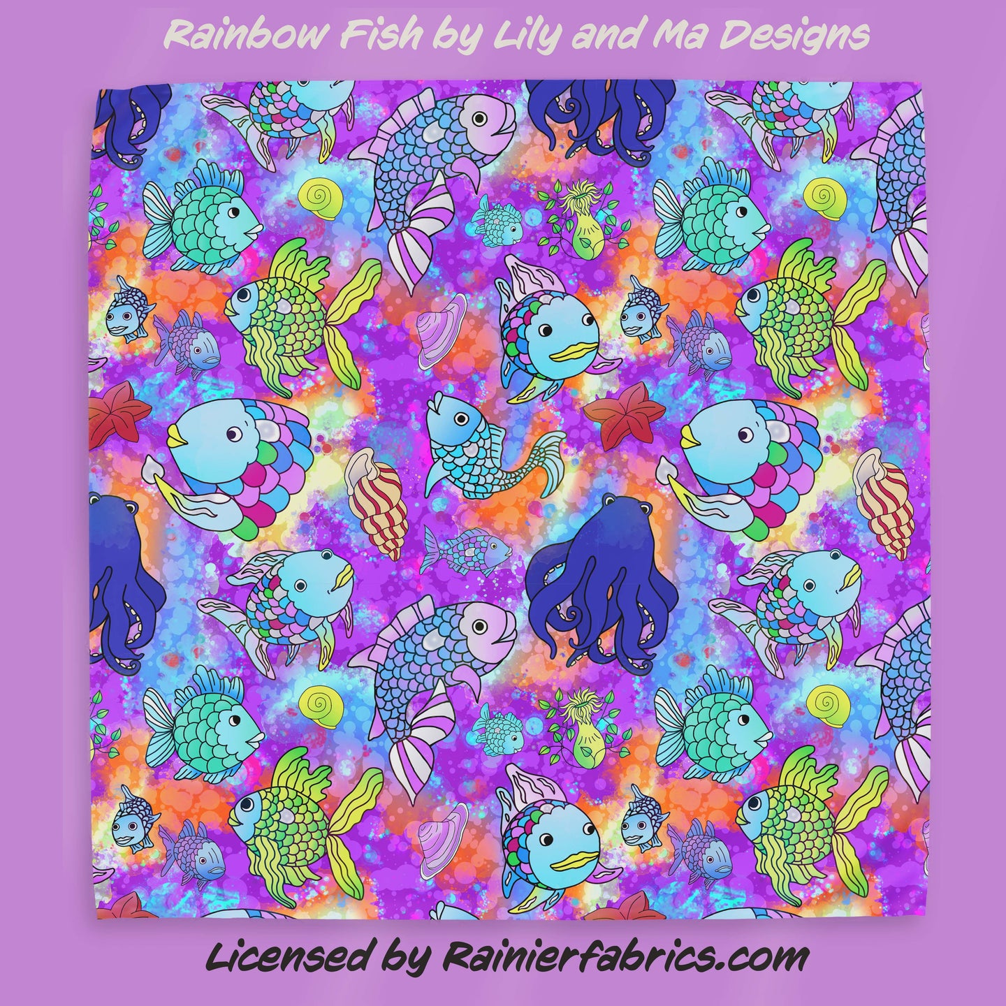 Rainbow Fish by Lily and Ma Designs - TAT 2-5 Business Days - Order in 1/2 yard increments