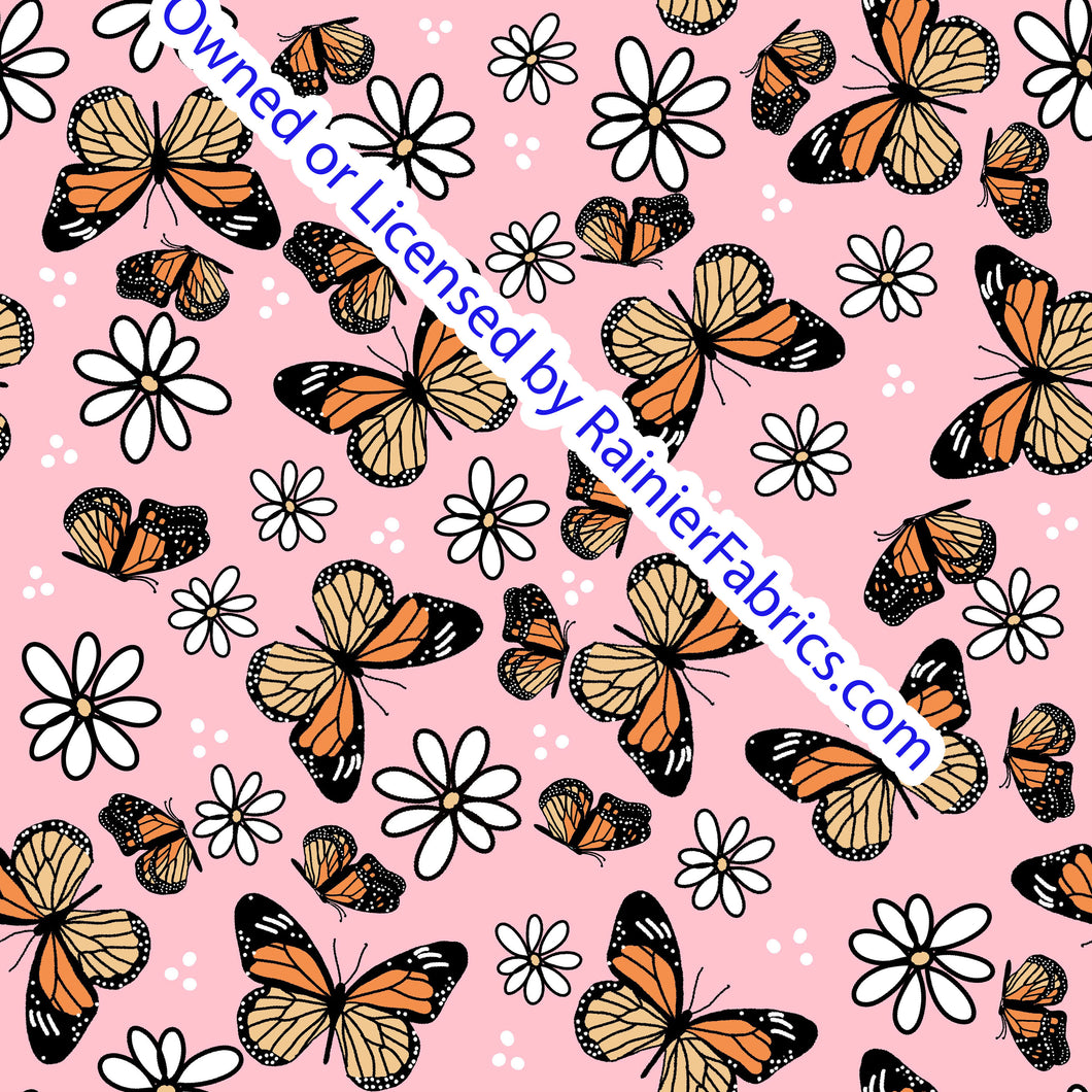 Daisy Monarch Pink by Brittany Frost - Order by half yard -instructions below on base fabrics