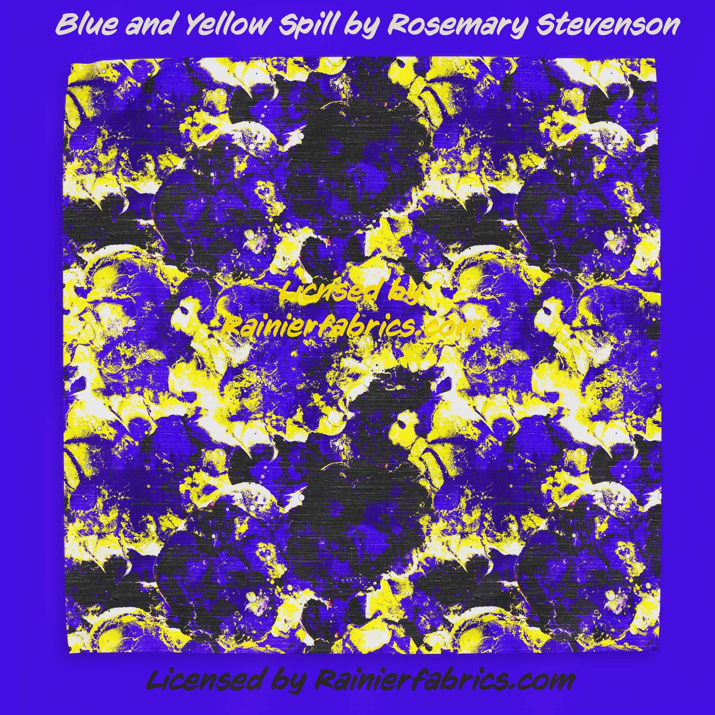 Blue and Yellow Spill by Rosemary Stevenson - TAT 2-5 Days (Turn around time) - Order by 1/2 yard; Description of bases below