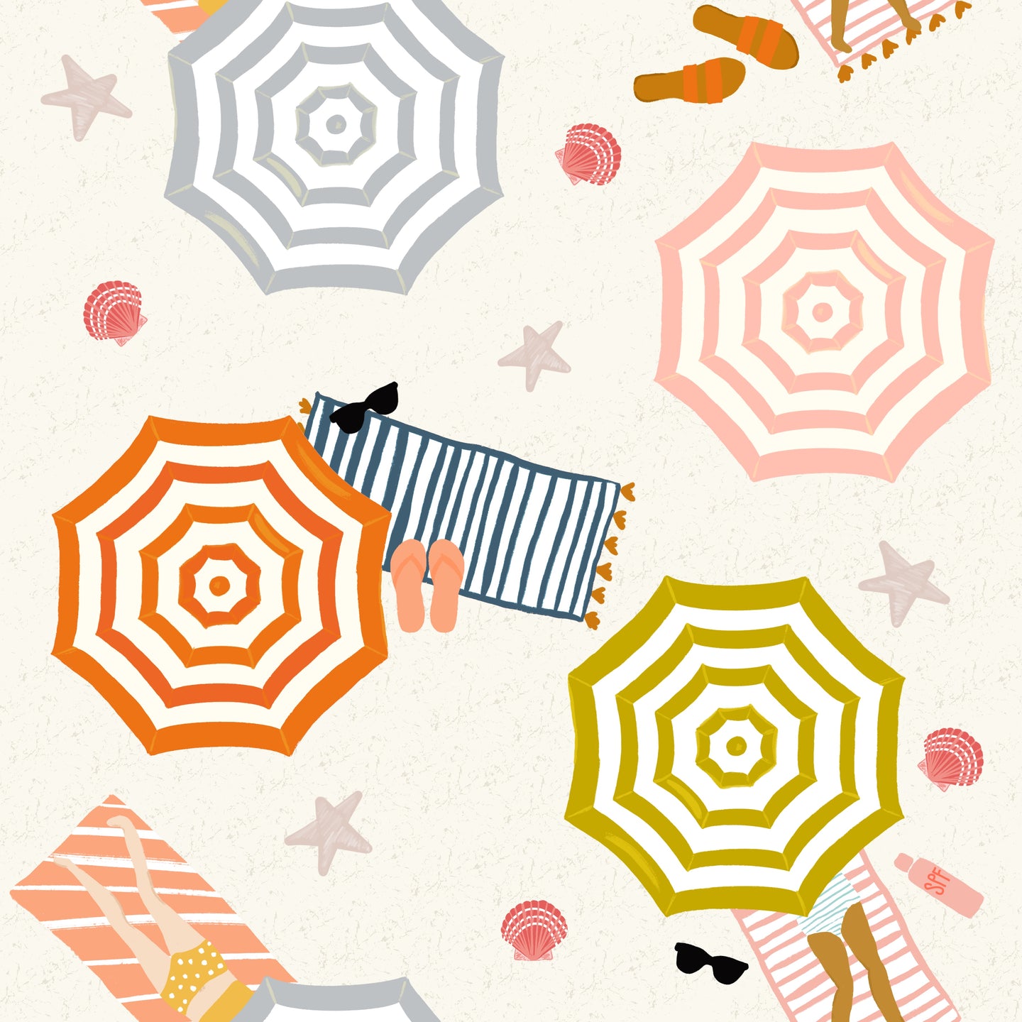 Beach Umbrellas - Samantha Marie Design - Order by half yard -instructions below on base fabrics