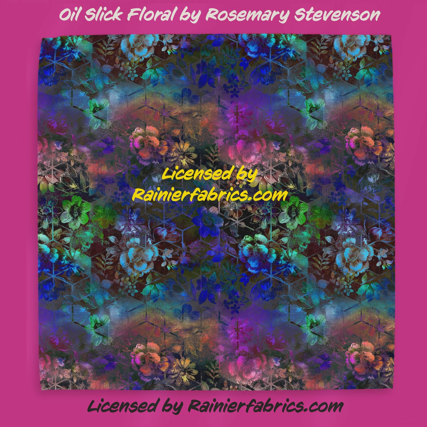 Oil Slick Floral by Rosemary Stevenson - TAT 2-5 Days (Turn around time) - Order by 1/2 yard; Description of bases below