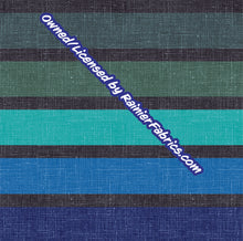 Load image into Gallery viewer, Peacock Stripes on Linen from Rosemary Stevenson  - 2-5 day turnaround - Order by 1/2 yard; Description of bases below
