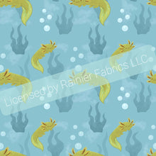 Load image into Gallery viewer, Axolotls in Green by Nina - Order by half yard -instructions below on base fabrics
