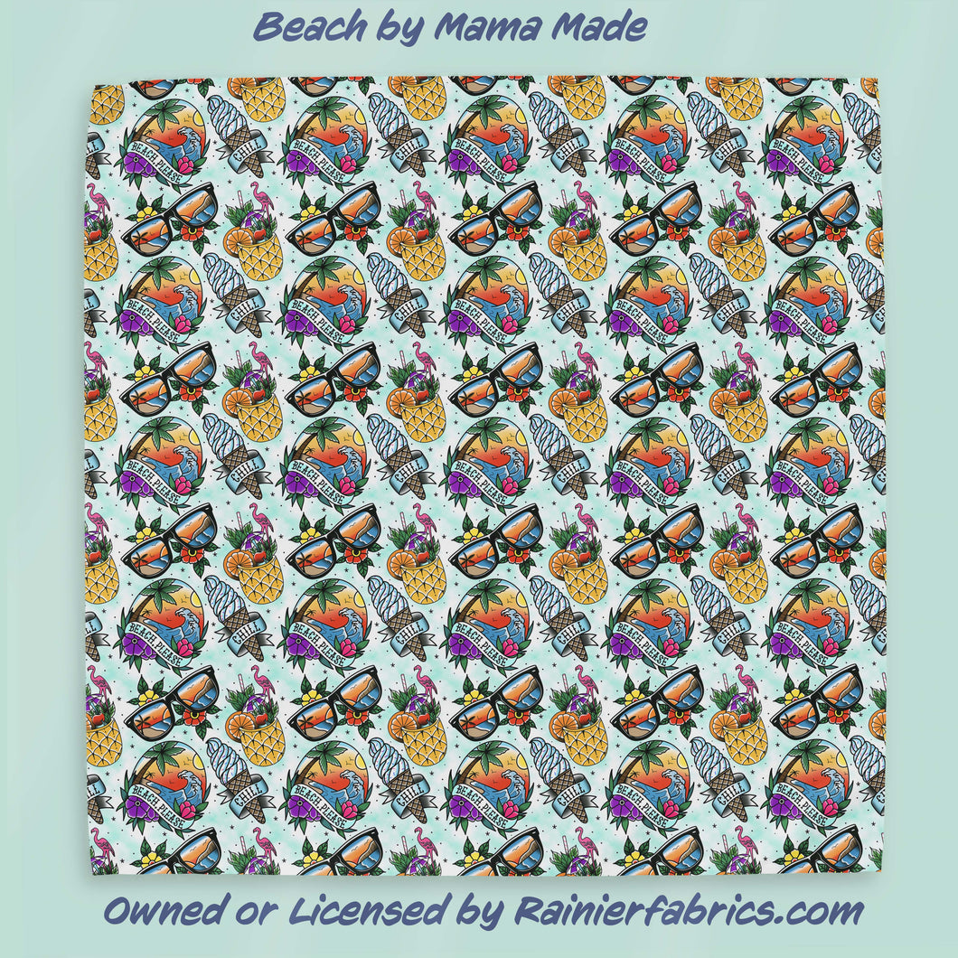 Beach Party by Mama Made - 2-5 day turnaround - Order by 1/2 yard; Description of bases below