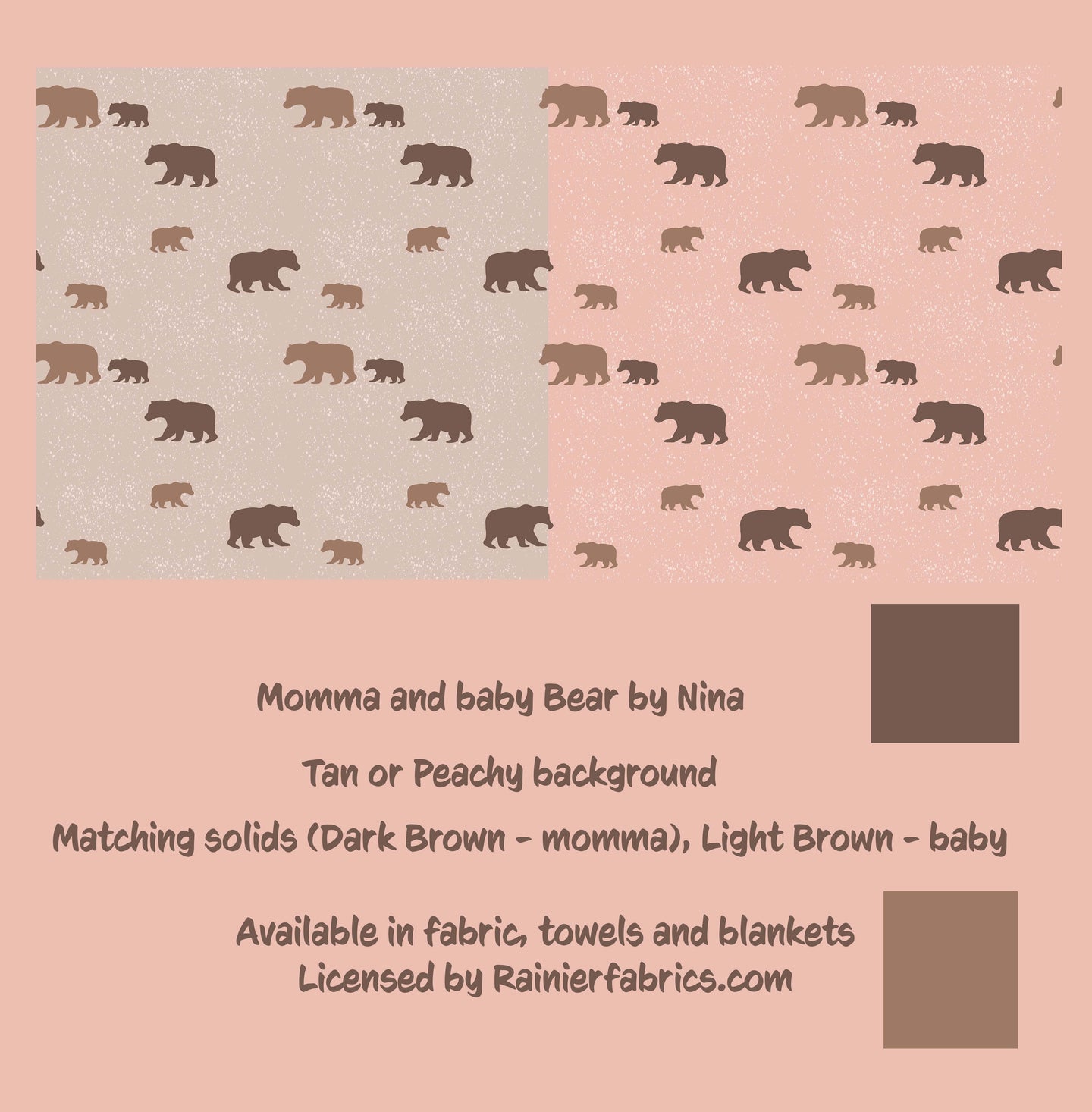 Boho-Chic Collection ~ Momma and Baby Bear - from Nina  - 2-5 day turnaround - Order by 1/2 yard; Description of bases below