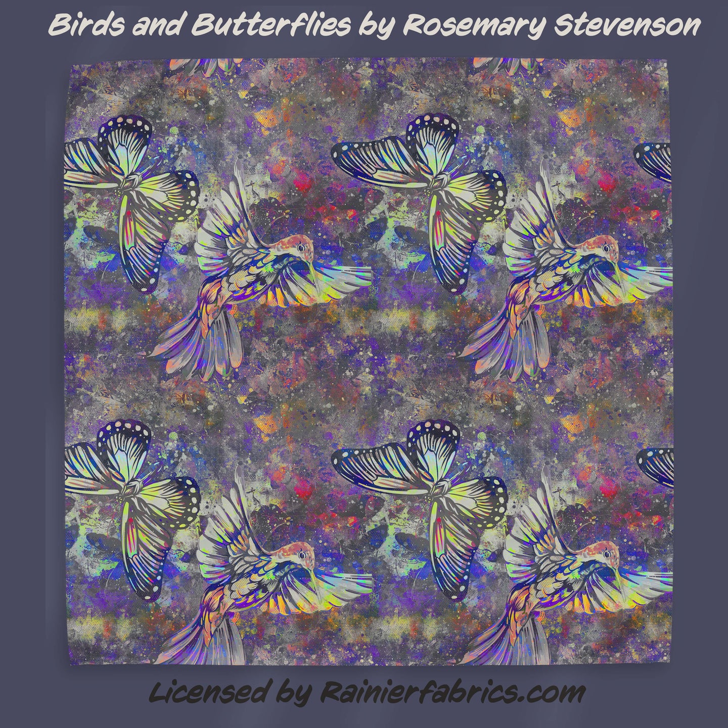 Birds and Butterflies by Rosemary Stevenson - TAT 2-5 Days (Turn around time) - Order by 1/2 yard; Description of bases below