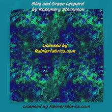 Load image into Gallery viewer, Blue and Green Leopard by Rosemary Stevenson - TAT 2-5 Days (Turn around time) - Order by 1/2 yard; Description of bases below
