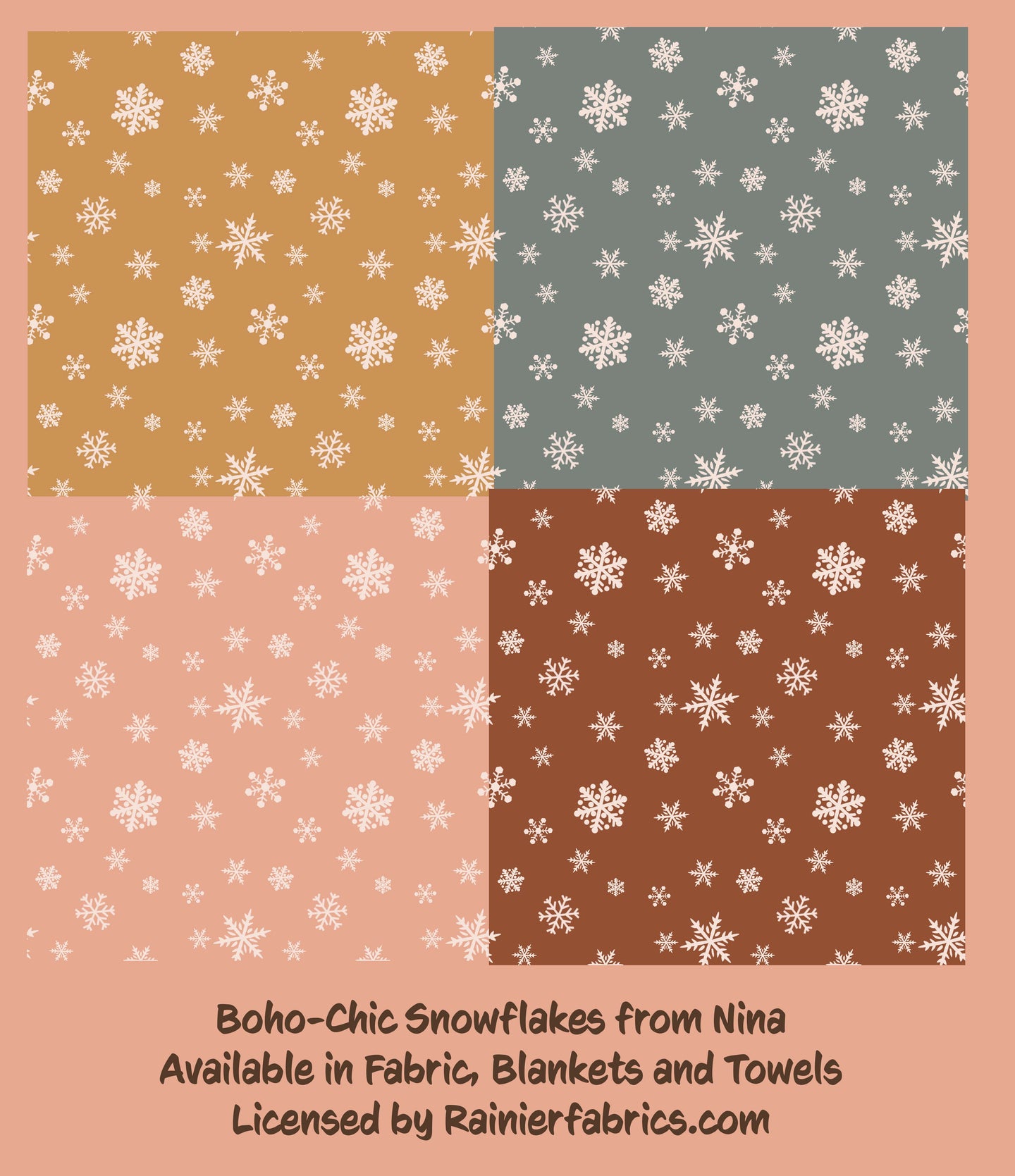 Boho-Chic Collection ~ Coordinating Snowflakes from Nina  - 2-5 day turnaround - Order by 1/2 yard; Description of bases below