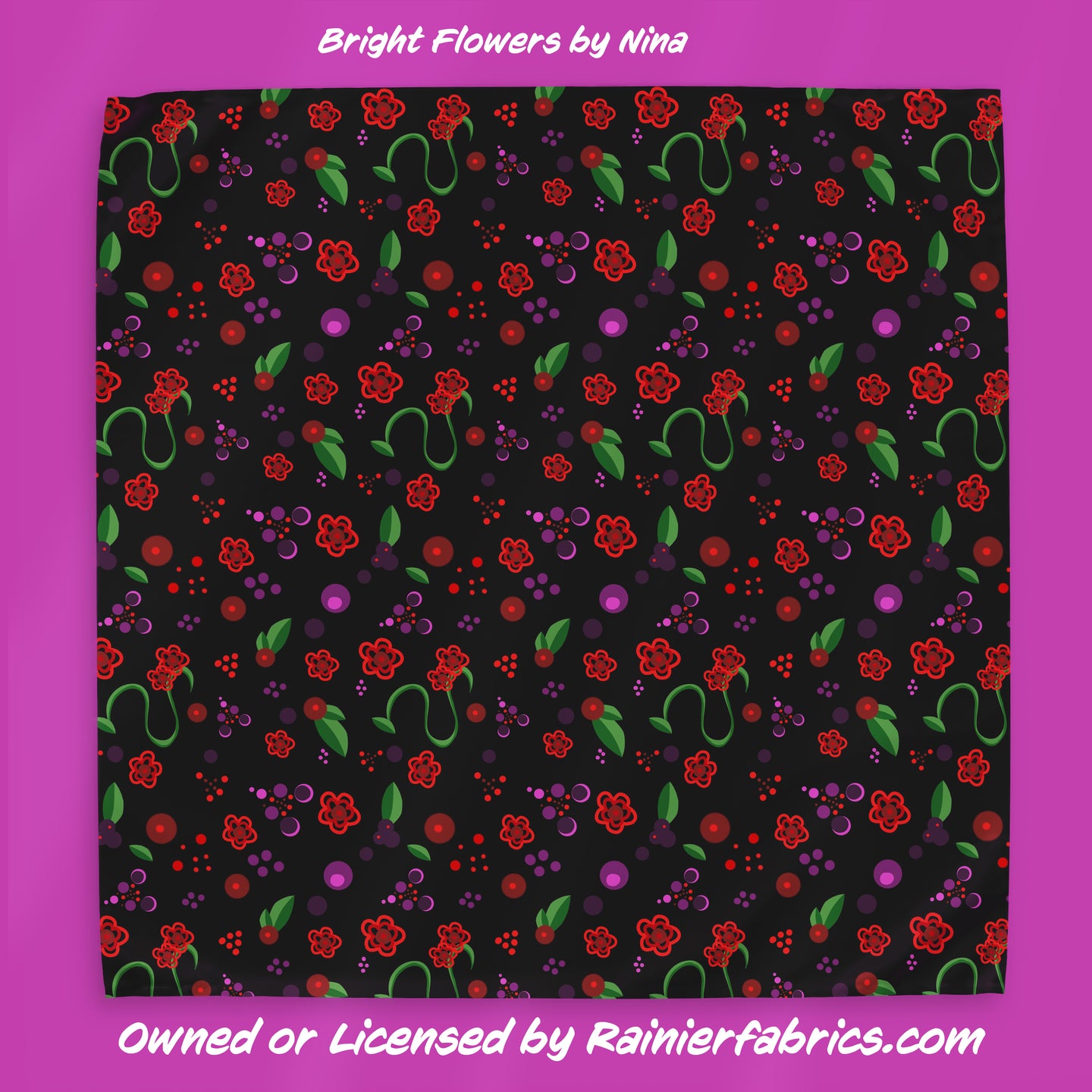 Bright Flowers by Nina - 2-5 day turnaround - Order by 1/2 yard; Description of bases below