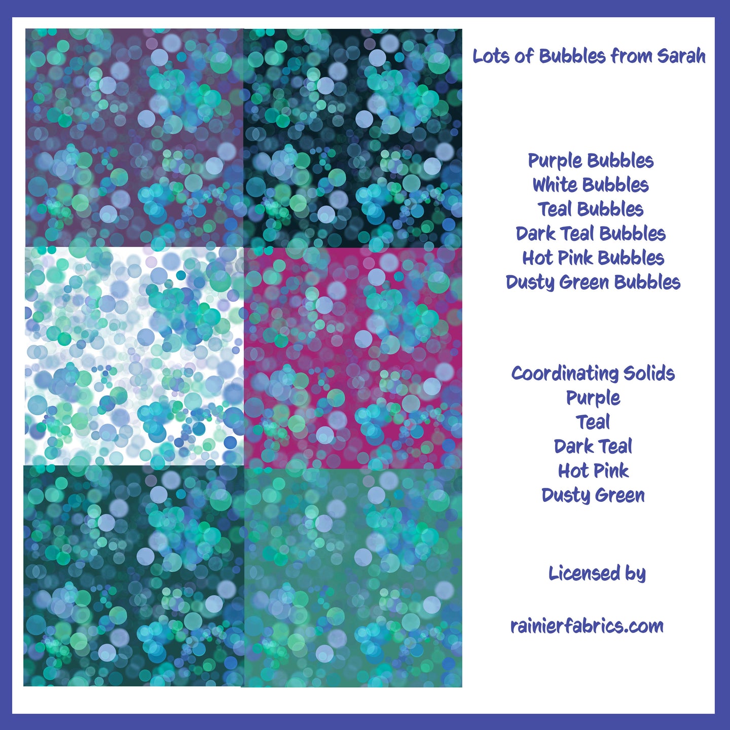 Lots of Bubbles Collection from Sarah - 2-5 day turnaround - Order by 1/2 yard; Description of bases below