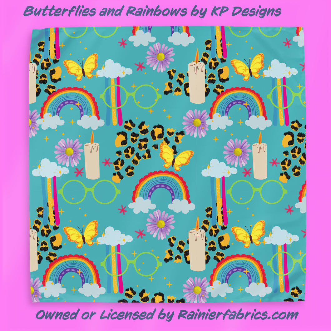 Butterflies and Rainbows by KP Designs - 2-5 day turnaround - Order by 1/2 yard; Description of bases below