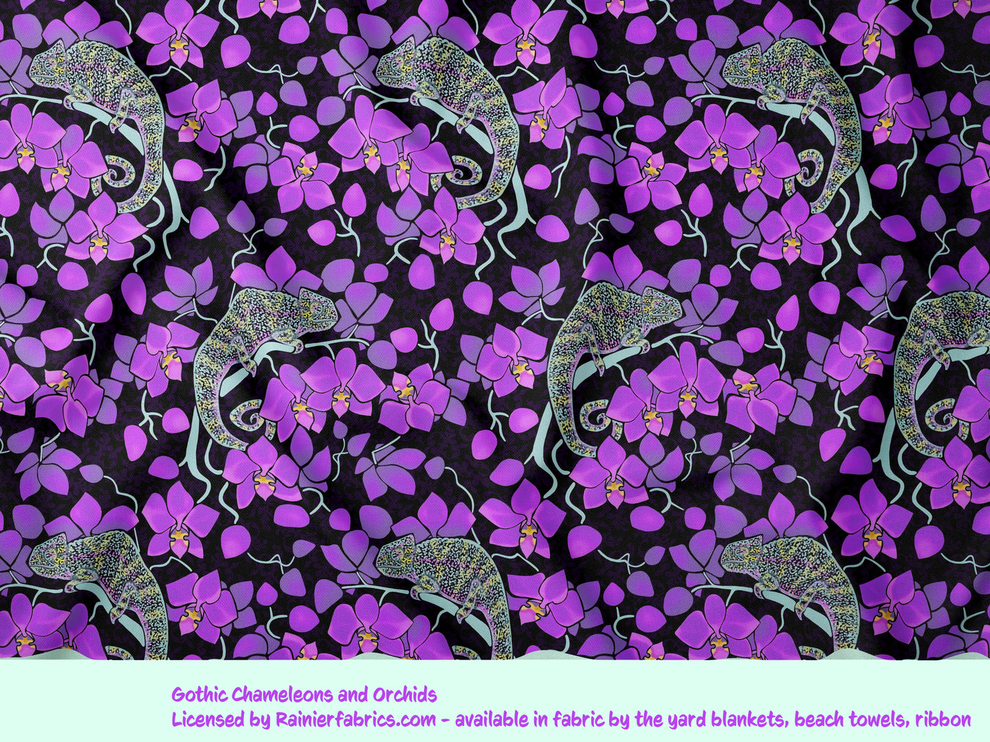 Gothic Chameleons and Orchids - 2-5 day turnaround - Order by 1/2 yard; Description of bases below