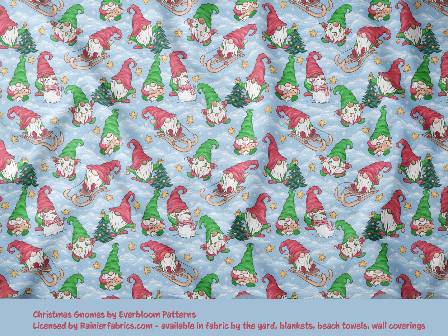 Christmas Gnomes by Everbloom - 2-5 day TAT - Order by 1/2 yard; Blankets and towels available too
