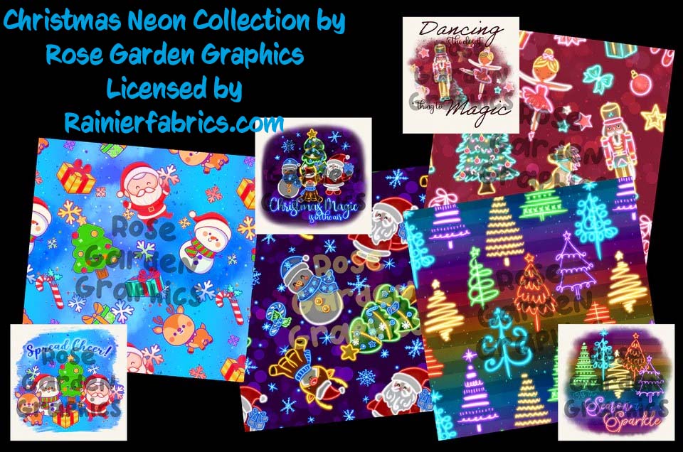 Neon Christmas Collection by Rose Garden Graphics - TAT 2-5 Days (Turn around time) - Order by 1/2 yard; Description of bases below