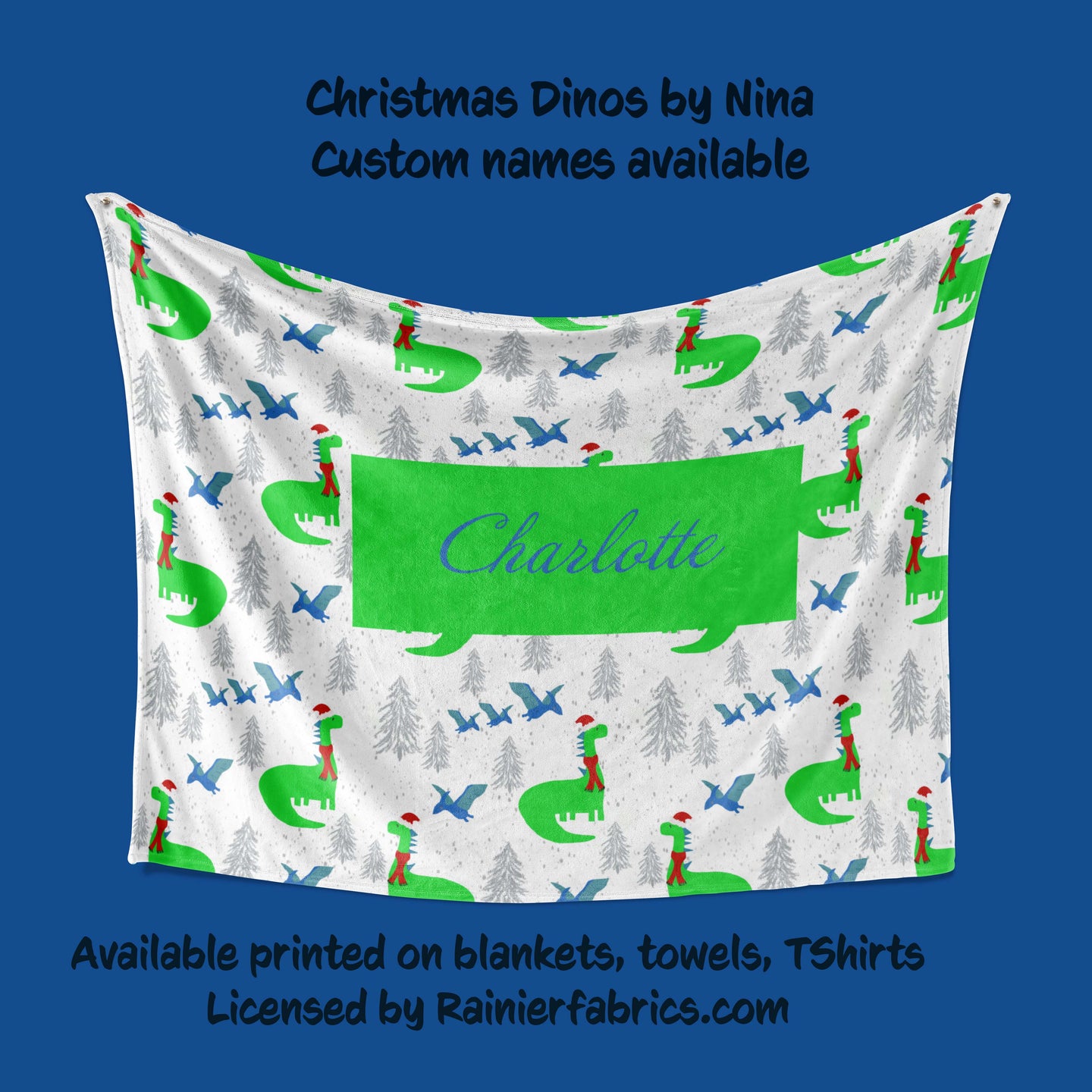 Christmas Dinos by Nina Blanket