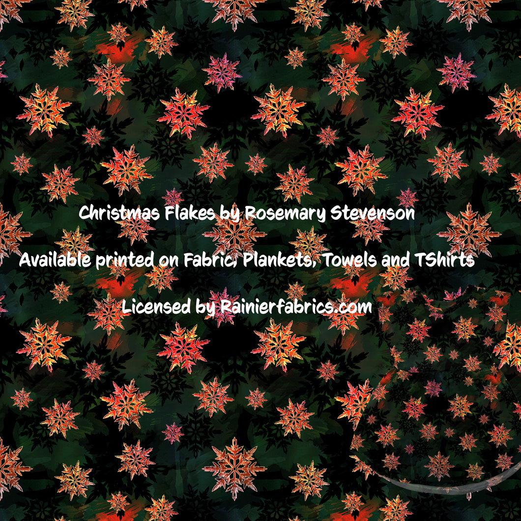 Christmas Flakes from Rosemary Stevenson  - 2-5 day turnaround - Order by 1/2 yard; Description of bases below