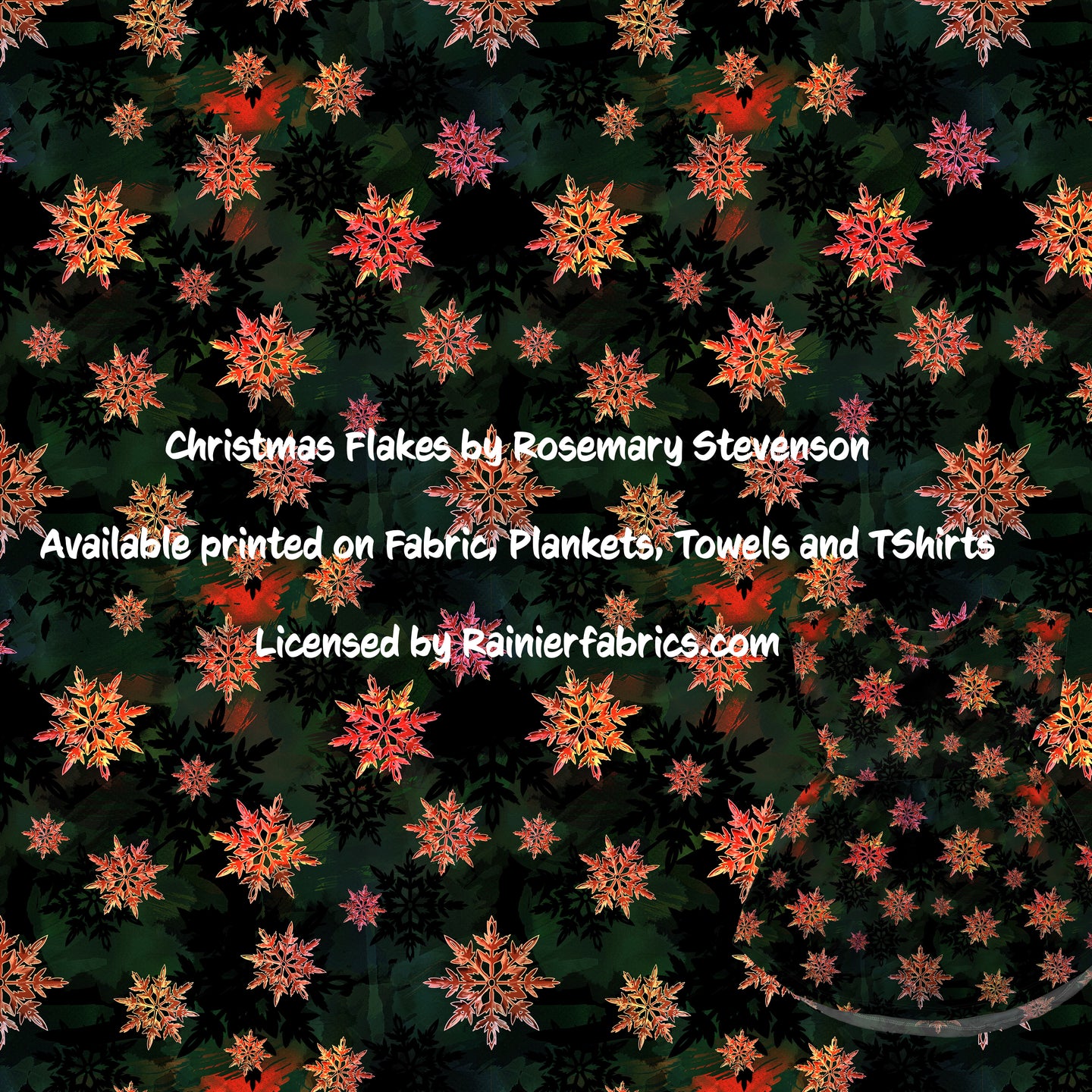 Christmas Flakes from Rosemary Stevenson  - 2-5 day turnaround - Order by 1/2 yard; Description of bases below