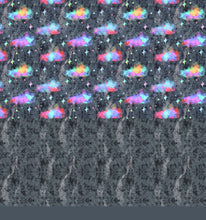 Load image into Gallery viewer, Neon Rainbow Clouds on Jeans by Rosemary Stevenson - 2-5 day turnaround - Order by 1/2 yard; Description of bases below
