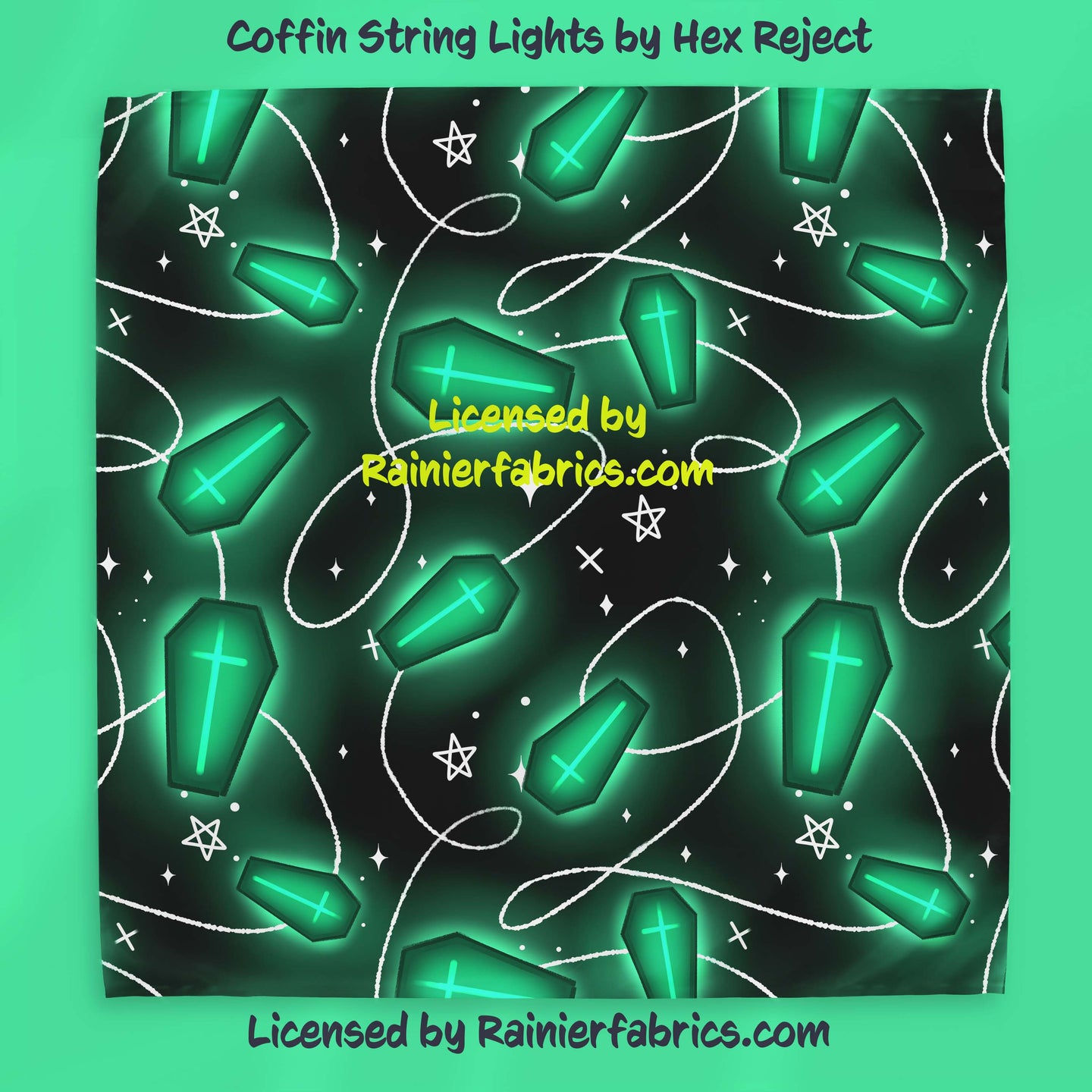 Coffin String Lights by Hex Reject - TAT 2-5 Days (Turn around time) - Order by 1/2 yard; Description of bases below