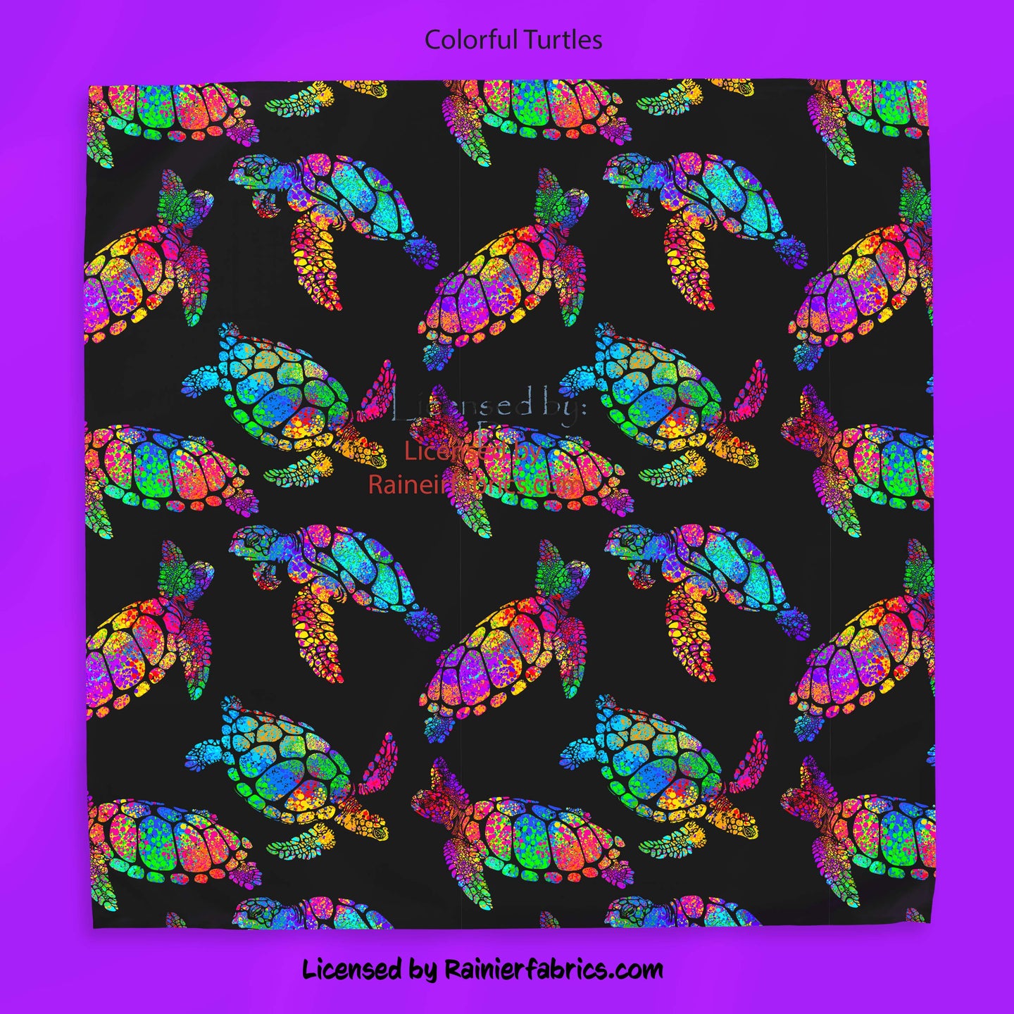 Colorful Turtles - 2-5 business days to ship - Order by 1/2 yard