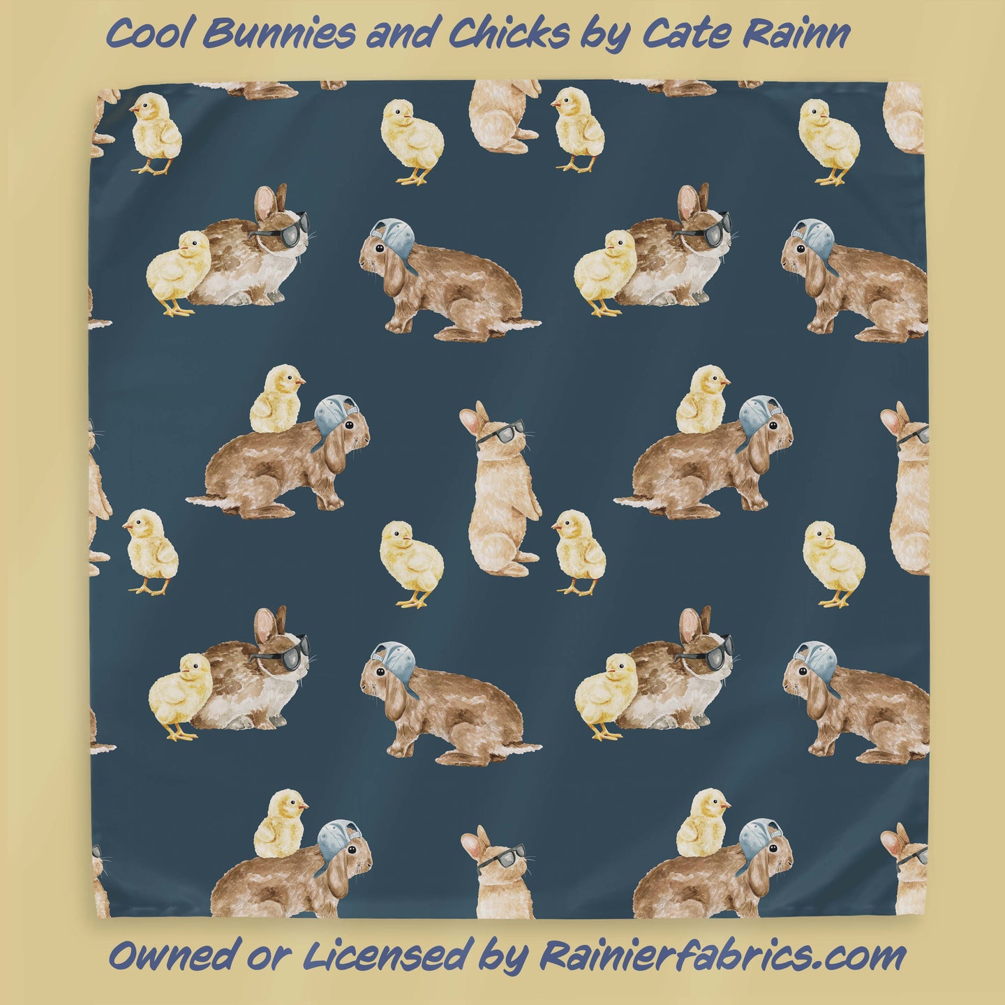 Cool Bunnies and Chicks by Cate & Rainn  - 2-5 day turnaround - Order by 1/2 yard; Description of bases below