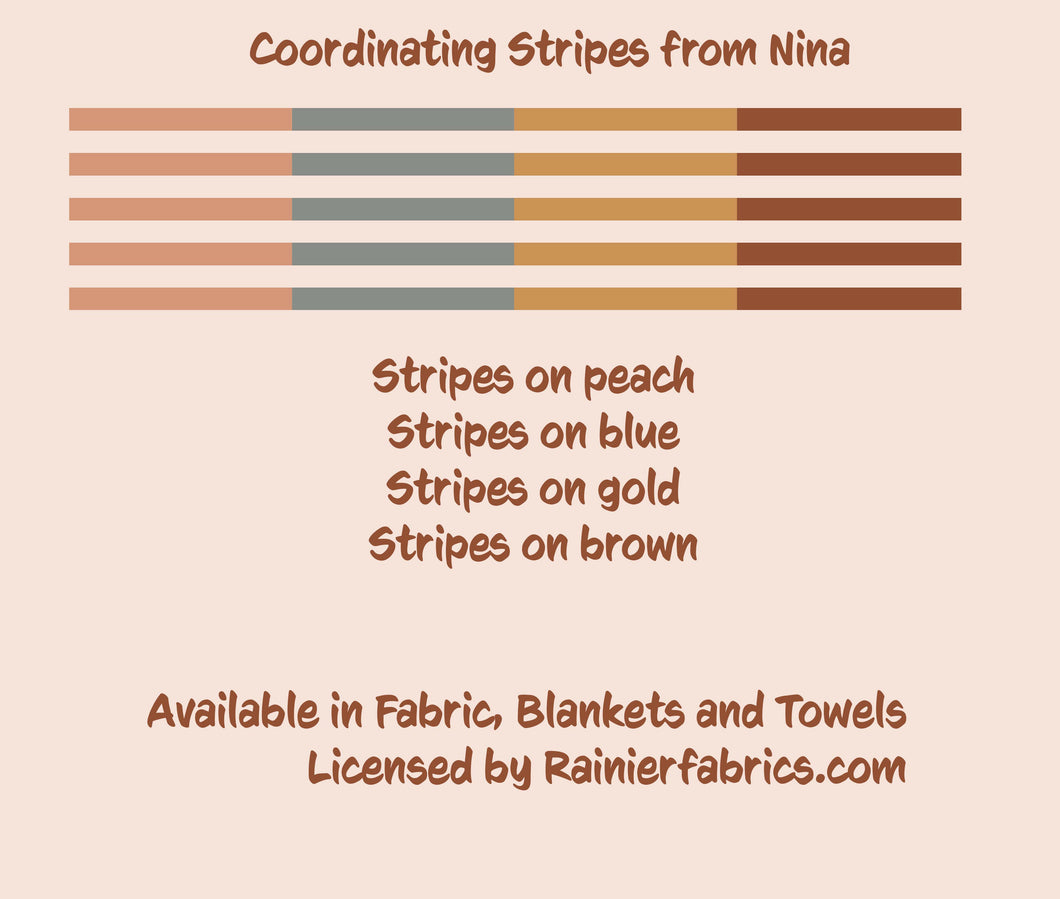 Boho-Chic Collection ~ Coordinating Stripes from Nina  - 2-5 day turnaround - Order by 1/2 yard; Description of bases below