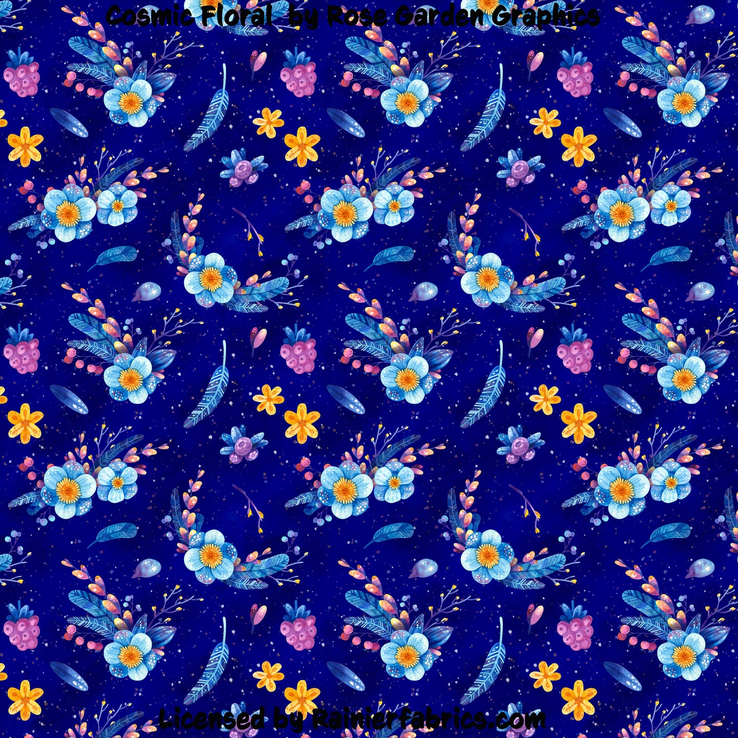 Cosmic Floral by Rose Garden Graphics - 2-5 day turnaround - Order by 1/2 yard; Description of bases below