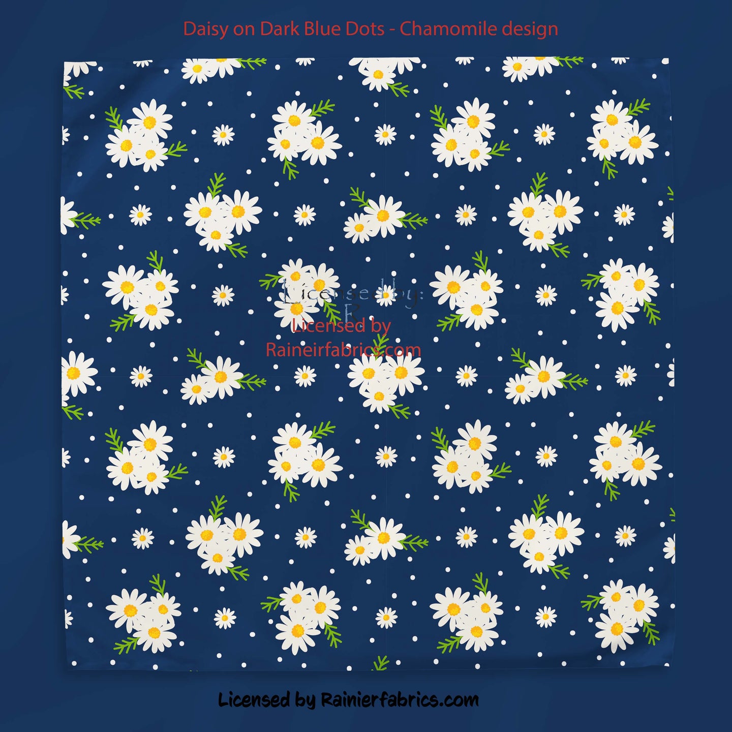 Daisy on Blue Dot - Chamomile design - 2-5 business days to ship - Order by 1/2 yard