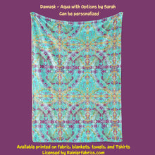 Load image into Gallery viewer, Damask in Aqua, Blue and Teal by Sarah - Blanket
