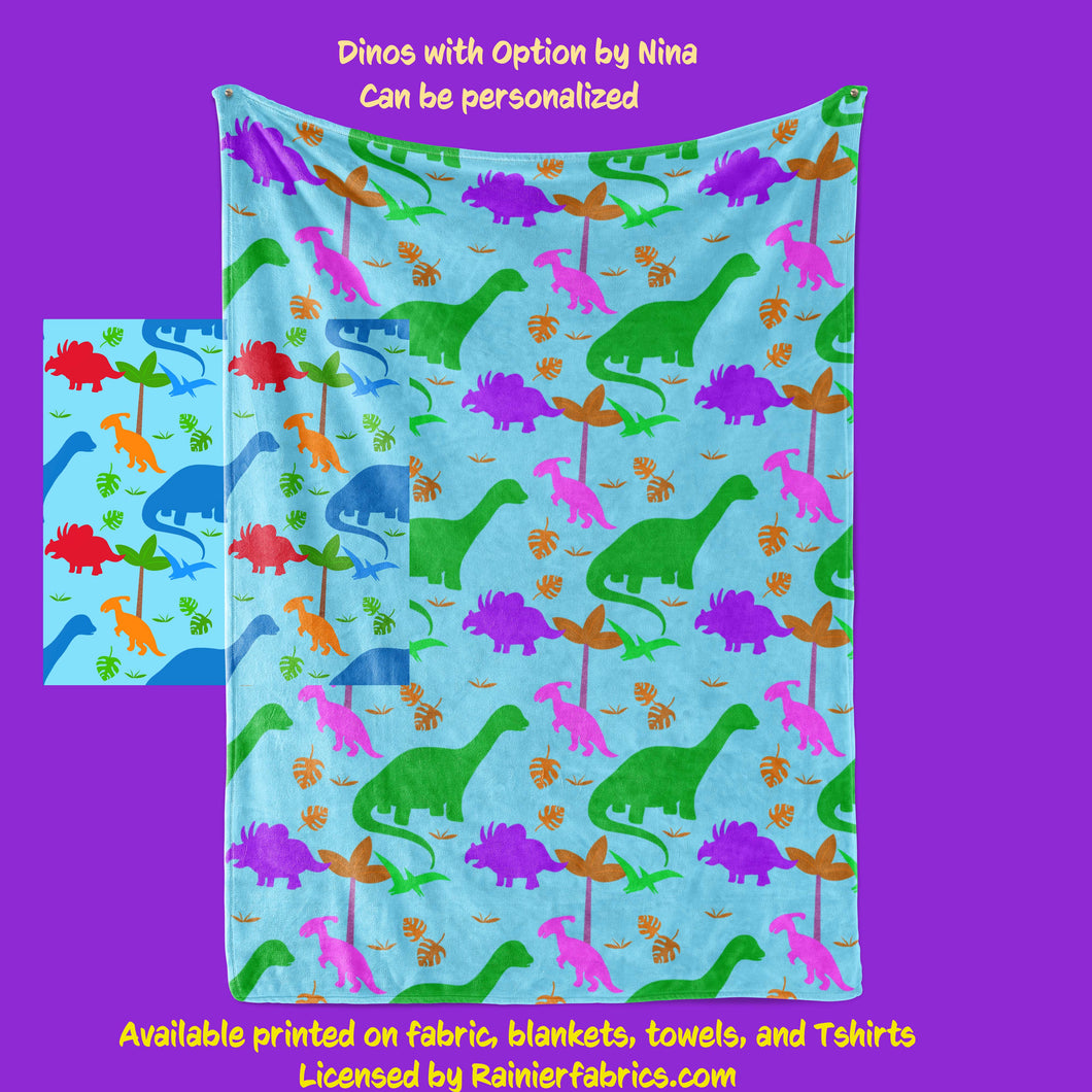 Dinos  by Nina with color options - Blanket