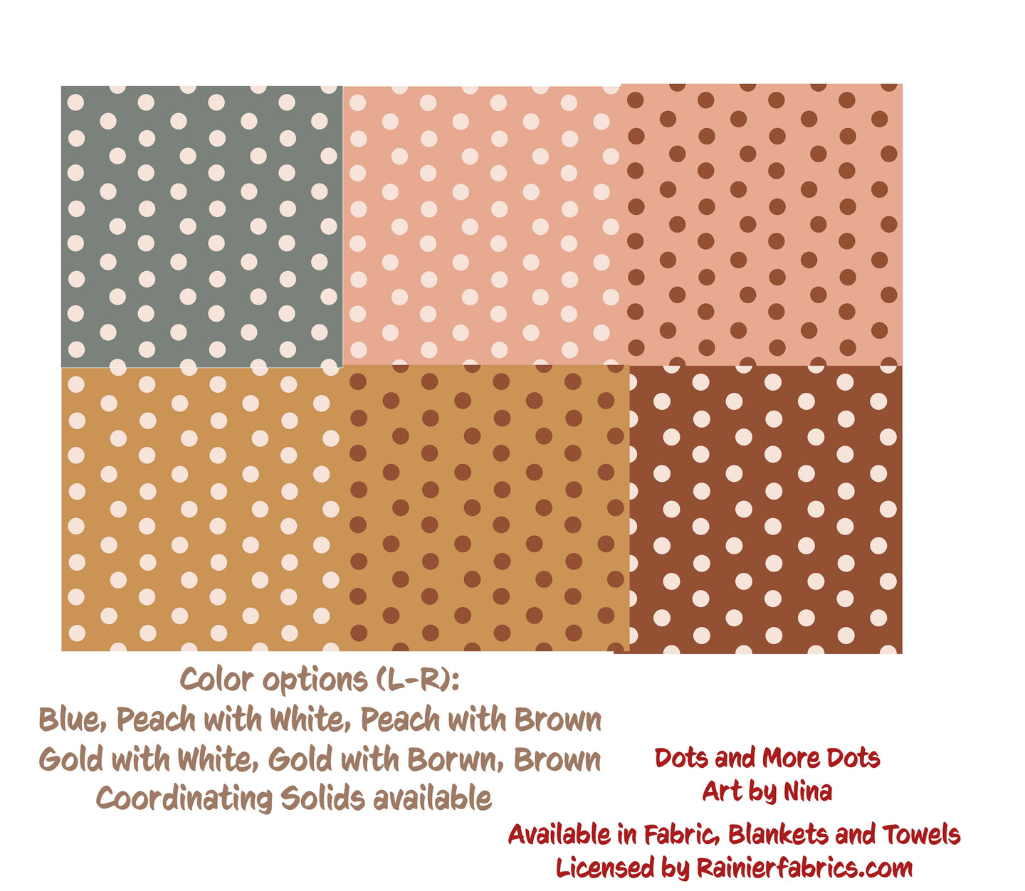 Boho-Chic Collection ~ Coordinating Dots from Nina  - 2-5 day turnaround - Order by 1/2 yard; Description of bases below