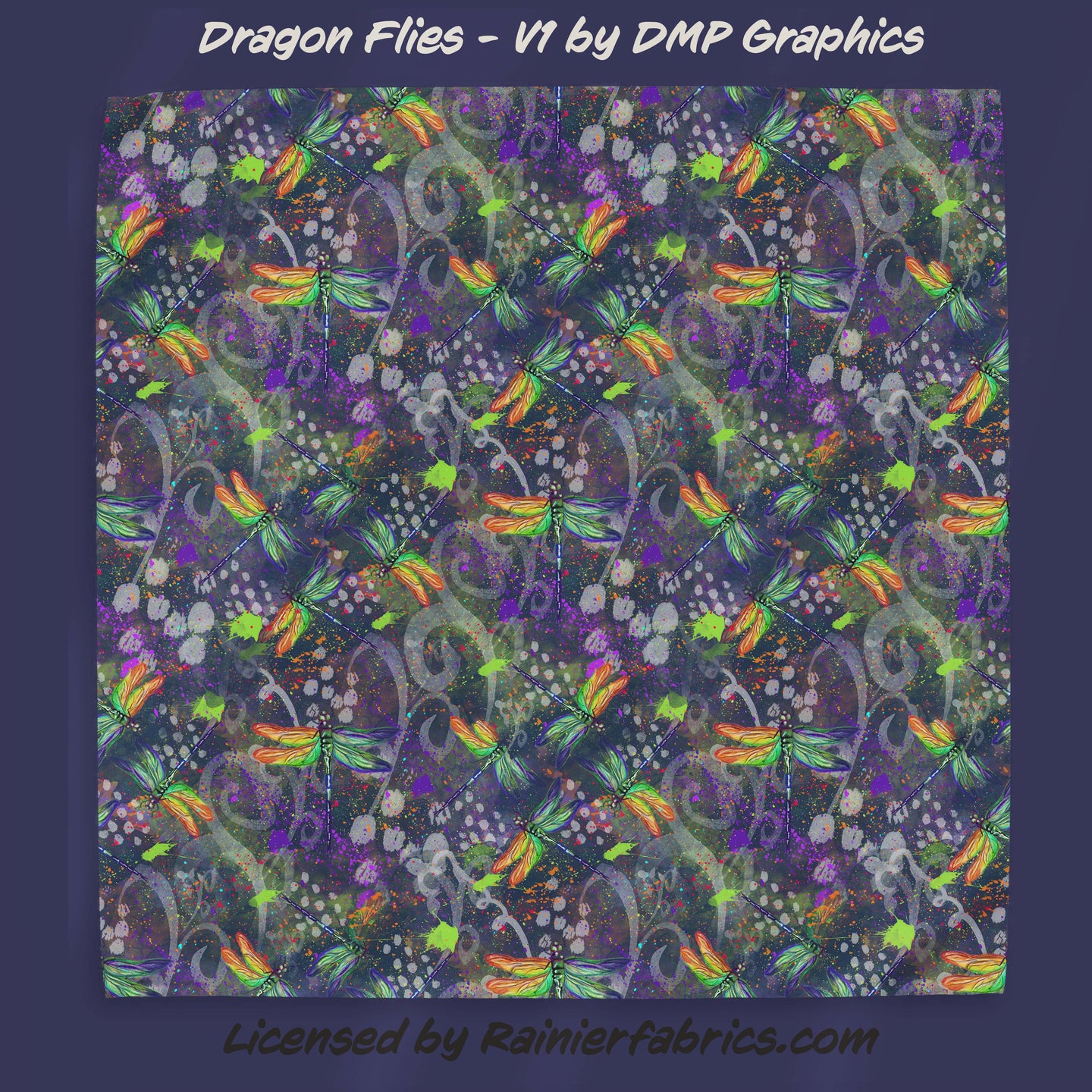 Dragon Flies with options, coordinate and panel by DMP Graphics - 2-5 business days to ship - Order by 1/2 yard