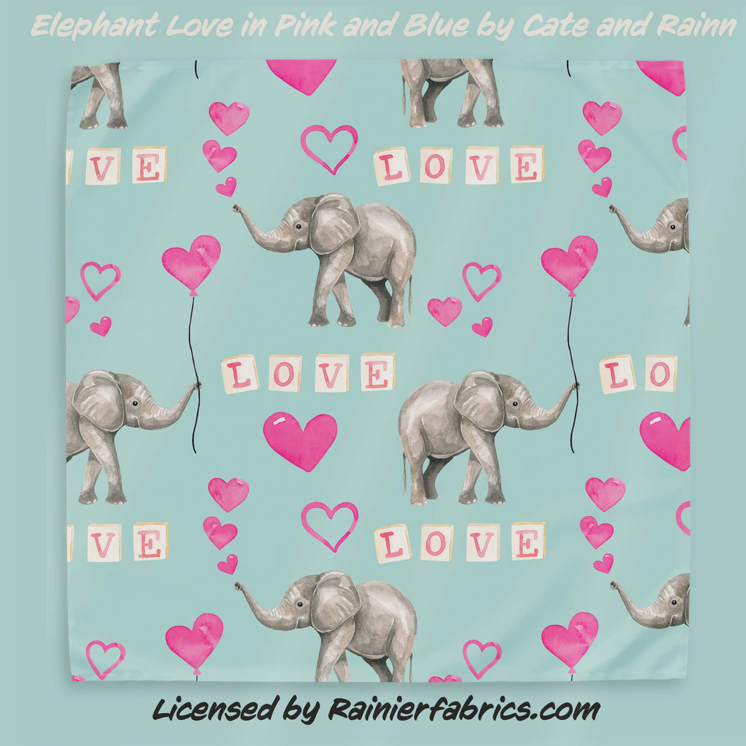 Elephant Love - part of Valentines Day Collection from Cate and Rainn - TAT 2-5 Days (Turn around time) - Order by 1/2 yard; Description of bases below