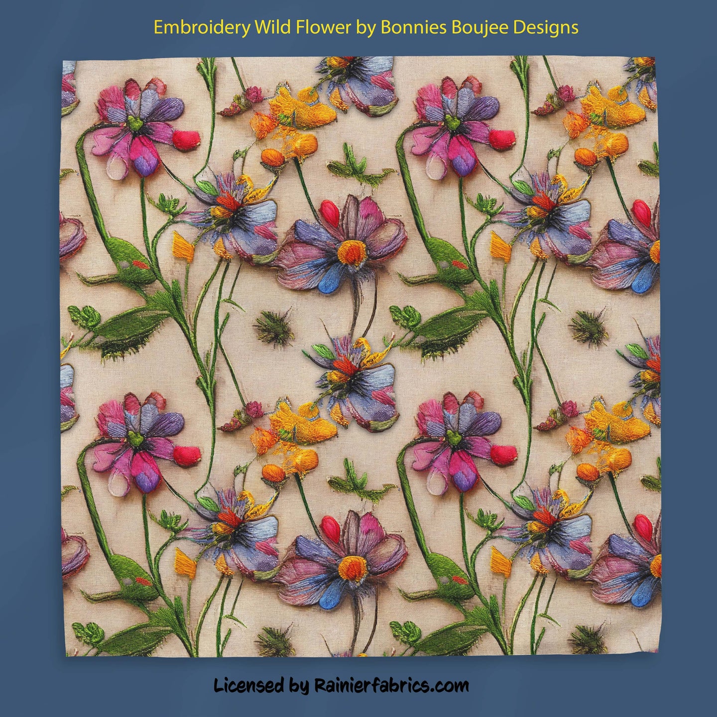 Embroidery Flowers 2 ways by Bonnie's Boujee Designs - 2-5 business days to ship - Order by 1/2 yard